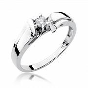 Pierścionek zaręczynowy z białego złota z brylantem 0.12 ct