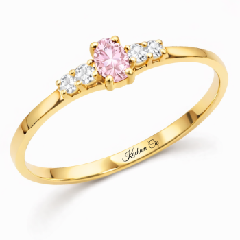 Pierścionek zaręczynowy złoty z jasnoróżową cyrkonią NXFP1832JR