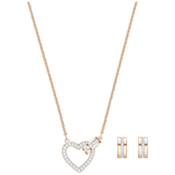Zestaw SWAROVSKI •   Lovely Set, White, Rose gold plating 5380718