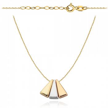 Naszyjnik ruchome trójkąty w trzech kolorach złota  FUG3-21-N00417-2