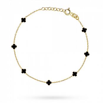 Bransoletka złote czarne koniczynki FUG2-16-B00662-2