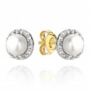 Kolczyki złote perła z cyrkoniami FUG7-17-K00636-2