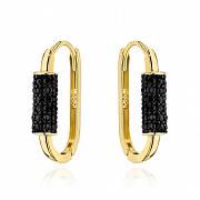 Kolczyki złote owale z czarnymi kamieniami FUG7-37-K01562-2