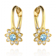 Kolczyki złote kwiatki z cyrkoniami na angielskim zapięciu FUG7-25-K00748-2