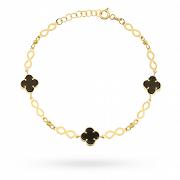 Bransoletka z żółtego złota znaki nieskończoności i czarne koniczyny FUG2-34-B00939-2