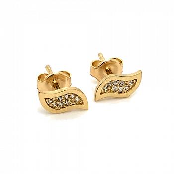 Kolczyki złote fale z cyrkoniami FUGCFB9-861AB