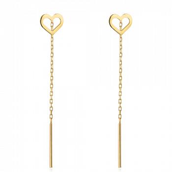 Kolczyki złote przewlekane serca FUG7-21-K00503-2