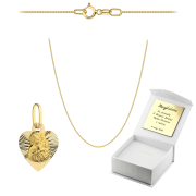 Złoty Medalik Matka Boska Częstochowska z łańcuszkiem pancerka komplet prezent Komunia Chrzest