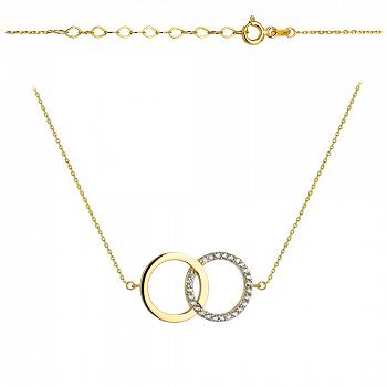 Naszyjnik złoty kółka plecione z cyrkoniami FUG11-4-N00030-2