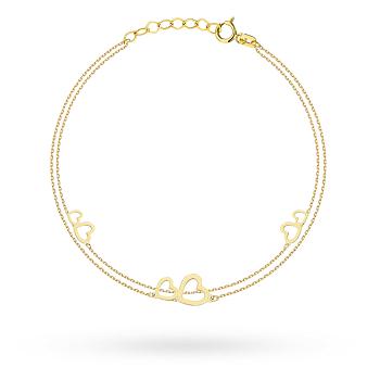 Bransoletka złota serca na podwójnym łańcuszku FUG2-25-B00266-2