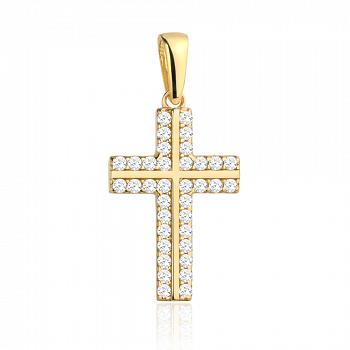 Złoty krzyżyk z cyrkoniami FUG4-37-C00123-2