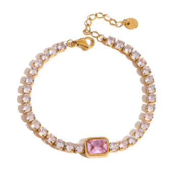 Bransoletka damska tennis złota z kamieniami FUGJDB0304015