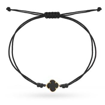 Bransoletka czarna koniczyna na czarnym sznurku FUG2-B01091-585
