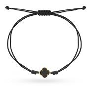 Bransoletka czarna koniczyna na czarnym sznurku FUG2-B01091-585