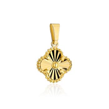 Zawieszka złota diamentowana koniczynka 6mm FUG6-Z00517-375