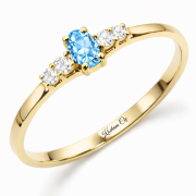 Pierścionek zaręczynowy złoty z błękitną cyrkonią XFP1832BŁ