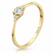 Pierścionek zaręczynowy złoty z białą cyrkonią XFP2052