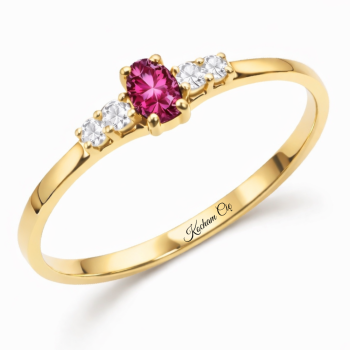 Pierścionek zaręczynowy złoty z różową cyrkonią NXFP1832R