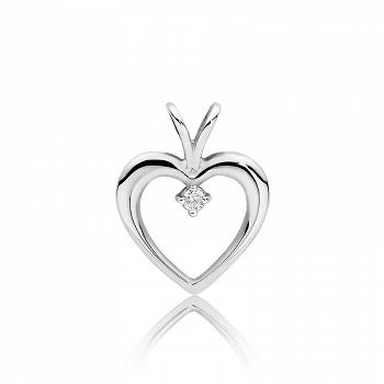 Zawieszka serce z białego złota z brylantem 0.04 FS03-B585-B0.04