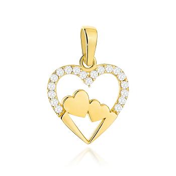 Zawieszka złota serce z cyrkoniami FUG6-Z00594-585
