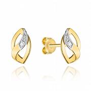 Kolczyki złota łezka zdobiona cyrkonią i białym złotem FUG7-3-K01228-2