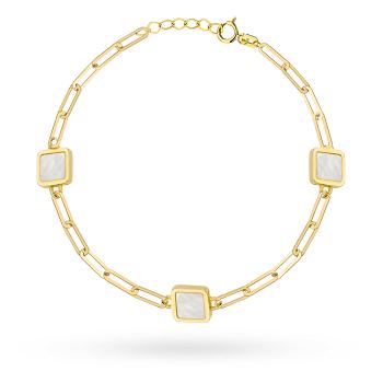 Bransoletka złota ogniwa i kwadraty z masą perłową FUG2-B01077-585