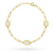 Bransoletka złota ogniwa i kwadraty z masą perłową FUG2-B01077-585