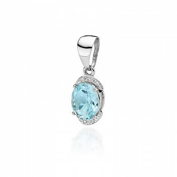 Zawieszka z białego złota z topazem i brylantami 0.04 FZ150-B585-T3.20/0.04