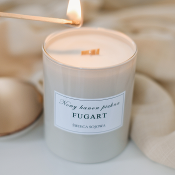 Naturalna zapachowa świeca sojowa PIECZONE JABŁKO Z CYNAMONEM beżowa GRAWER gratis