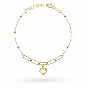 Bransoletka złota ogniwa z sercem i kulkami FUG2-31-B00928-2