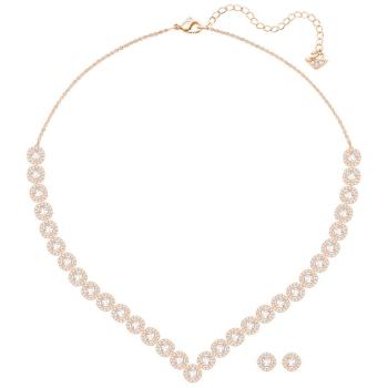 Zestaw SWAROVSKI • Angelic Square Set, Large, White, Rose gold plating 5351304 