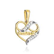 Zawieszka złota serce z napisem Mama i nieskończoność FUG6-Z00658-585