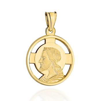 Medalik z żółtego złota wizerunek Pana Jezusa FUG5-9-M00197-2