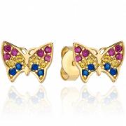 Kolczyki złote motylki z kolorowymi cyrkoniami FUG7-25-K00807-2