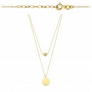 Naszyjnik złoty celebrytka kulka i kółko na podwójnym łańcuszku FUG3-21-CN00268-2