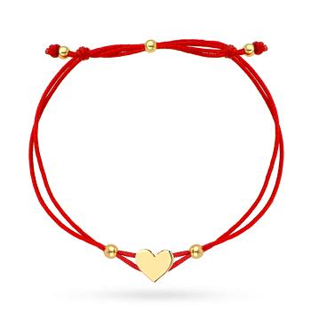 Bransoletka złote serce na czerwonym sznurku FUG2-34-B00950-2