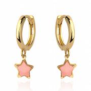 Kolczyki złote różowa gwiazda na kółku FUG7-17-K00728-2