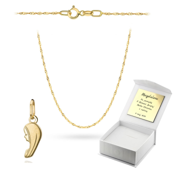 Złoty medalik z łańcuszkiem Singapur komplet prezent Komunia Chrzest