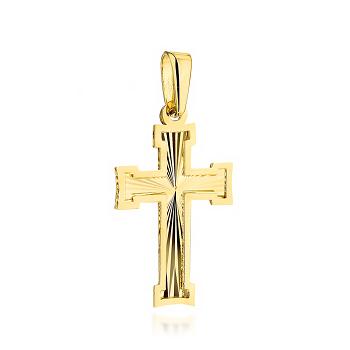 Złoty krzyżyk diamentowany w gładkiej oprawie FUG4-C00139-585