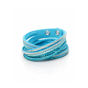Bransoletka damska niebieska Alcantra z kryształami 