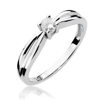 Pierścionek zaręczynowy z białego złota z brylantem 0.15 ct