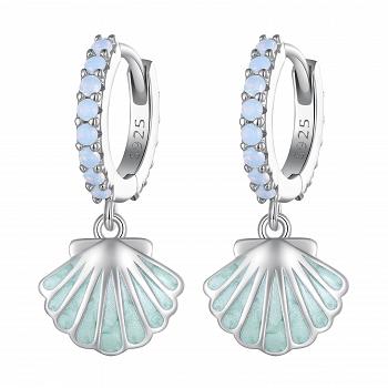 Kolczyki srebrne niebieskimi muszle KFUG095