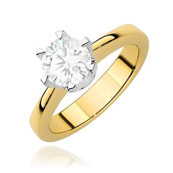 Pierścionek zaręczynowy z żółtego złota z diamentem laboratoryjnym 1.00ct