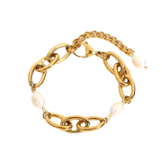 Bransoletka damska złota z perłami FUGJDB00889