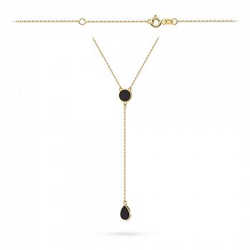 Naszyjnik złoty krawatka kółko i łezka z kamieniem FUG3-21-N00546-2
