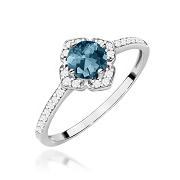 Pierścionek zaręczynowy z brylantami i topazem London Blue 0.13ct
