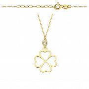 Naszyjnik złoty celebrytka koniczyna z białym kamieniem FUG3-21-CN00275-2