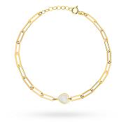 Bransoletka złota ogniwa i serce z masą perłową FUG2-B01098-585