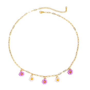 Naszyjnik kwiatuszki stal szlachetna złoty FUGJDN0202029-PU