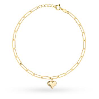Bransoletka złota ogniwa z wiszącym serduszkiem FUG2-B01202-585